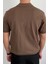 Erkek Kahverengi Düğmeli Regular Fit Triko T-Shirt 7