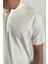 Erkek Beyaz Düğmeli Regular Fit Triko T-Shirt 3