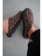 Denny Hakiki Deri Oval Burunlu V Detaylı Kadın Loafer- Leopar 2