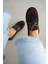 Lossy Hakiki Deri Bağcık Detayı Kadın Loafer- Acı Kahve 2