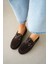Lossy Hakiki Deri Bağcık Detayı Kadın Loafer- Acı Kahve 5