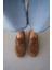 Lossy Hakiki Deri Bağcık Detayı Kadın Loafer- Taba 3