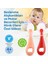Silikon Bebek Mama Kaşık Seti, Diş Kaşıyıcı, 2 Li Set, Kırmızı Pembe 1