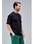 Sanders Siyah Bisiklet Yaka Boynu Lastikli Oversize Erkek Tshirt 3