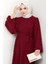 Kuşaklı Ponpon Detay Ayrobin Elbise 1538 - Bordo 4