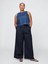 Kadın Lacivert High Rise Twill Pleated Wide-Leg Khaki Pantolon 4