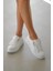 Tiana Yuvarlak Kalıp Kalın Topuklu Aksesuarlı Kadın Sneaker- Gümüş 2