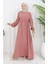 Belden Büzgülü Elbise 4102-06 Pembe 2