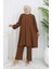 Büzgülü Tunik Pantolon Ikili Takım 2089-04 Taba 2