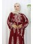 Viskon Kumaş Yarım Düğmeli Elbise 0106-01 Bordo 3