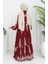 Viskon Kumaş Yarım Düğmeli Elbise 0106-01 Bordo 5