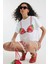 Eğlenceli Çilek Bikini Baskılı Beyaz Model %100 Pamuk Oversize Kadın Tişört 2