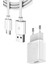 Micro USB Girişli Tüm Akıllı Cihazlara Uyumlu Data Aktarım Kablosu ve Adaptör Hızlı Şarj Cihazı 1