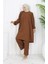 Büzgülü Tunik Pantolon Ikili Takım 2089-04 Taba 3