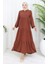 Inci Ayrobin Farbalı Kolları Lastikli Elbise 4909-12 Taba 1