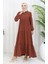 Inci Ayrobin Farbalı Kolları Lastikli Elbise 4909-12 Taba 3