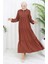 Inci Ayrobin Farbalı Kolları Lastikli Elbise 4909-12 Taba 5