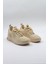 Taş Detaylı Triko Ithal Kadın Sneakers Spor Ayakkabı KB0001 Bej 2