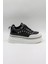 Ithal Single Taşlı Model Kadın Sneakers Spor Ayakkabı KB0051 Siyah 1