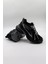 Parlak Desenli Sneaker Kadın Spor Ayakkabı KB0038 Siyah 3