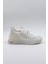 Taş Detaylı Triko Ithal Kadın Sneakers Spor Ayakkabı KB0001 Beyaz 1