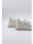 Taş Detaylı Triko Ithal Kadın Sneakers Spor Ayakkabı KB0001 Beyaz 4