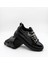 Yüksek Taban Taşlı Bağcıklı Sneaker Kadın Spor Ayakkabı KB6002 Siyah 3