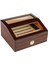 Sedir 2 Kat Camlı Kahverengi Humidor Puro Kutusu RA93X 1