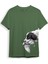 Hunter Avcılık Baskılı Av Köpeği Ağzında Çulluk Yan Detay Bakılı %100 Pamuk Regular Fit T-Shirt 1