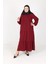 Inci Ayrobin Farbalı Kolları Lastikli Elbise 4909-01 Bordo 1