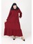 Inci Ayrobin Farbalı Kolları Lastikli Elbise 4909-01 Bordo 3