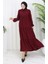 Inci Ayrobin Farbalı Kolları Lastikli Elbise 4909-01 Bordo 4