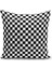 Çift Taraflı Siyah Beyaz Ekose Desenli Dekoratif Raşel Örme Yastık Kırlent Kılıfı 2