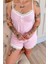 Pembe Dublin Ip Askı Şortlu Kadın Pijama Takımı 5