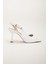 Kadı Topuklu Sandalet Ayakkabı Beyaz Cilt Yan Büyük Tokalı 3