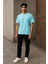 Regular Kalıp Kadın - Erkek Unisex Basic Tişört Turkuaz 2