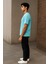 Regular Kalıp Kadın - Erkek Unisex Basic Tişört Turkuaz 4