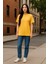 Regular Kalıp Kadın - Erkek Unisex Basic Tişört Sarı 2
