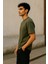 Regular Kalıp Kadın - Erkek Unisex Basic Tişört Haki 2