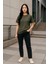 Regular Kalıp Kadın - Erkek Unisex Basic Tişört Haki 5