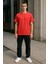 Regular Kalıp Kadın - Erkek Unisex Basic Tişört Kırmızı 4