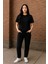 Regular Kalıp Kadın - Erkek Unisex Basic Tişört Siyah 2