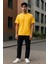 Regular Kalıp Kadın - Erkek Unisex Basic Tişört Sarı 1
