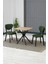 Elma Modeli Kare Mutfak Masa Sandalye Takımı, 2 Sandalye 1 Sabit Ceviz Masa 70X70 Cm, Keten Kumaş 1