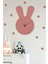 Pembe Tavşan Figürlü Ahşap Çocuk Odası Duvar Saati 25X40 Cm, Yıldız Hediye 1