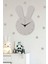 Beyaz Tavşan Figürlü Ahşap Çocuk Odası Duvar Saati 25X40 Cm, Yıldız Hediye 1