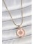 316L Çelik Gold Renk Zincir Pembe Mineli Zirkon Taşlı Kuzey Yıldız Işlemeli Madalyon Model Kadın Kolye - TJ-BKO10172 1