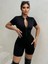 Kadın Kısa Kollu Önü Fermuarlı Bodycon Dalgıç Tulum 8