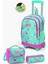 Kids Su Yeşili Neon Pembe Flamingo Desenli Çekçekli 3'lü Çanta Seti SET0123131 1