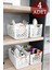 4 Adet Beyaz Sepet Ahşap Görünümlü Tutamaçlı Çok Amaçlı Sepet Organizer Düzenleyici Set 1